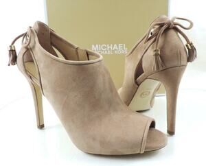 Michael Kors Jenings Bootie High Heels Sandals Open Toe Nude Dark Khaki Size 9.5